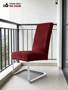 4/6pcs Chair Cover Stretch Brushed Velvet Medium-Back Chair Set Home & Hotel Conference Chair Covers - Multicolor - View 20