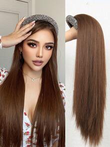 26-Inch Long Straight Wig, Removable Headband Wig, Synthetic Fiber Wig, Half Wig - Multicolor - View 12