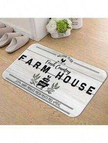 1PC Floor--Rustic Farmhouse Welcome Floor, Country Country Farm House Design With Rooster Pig Cow Illustrations, Decorative Entryway Rug Kitchen Bathroom, Whitewashed Wood Background With Dairy Produce Text--Flannel, MatSoft, Comfortable And Easy To Clean, Suitable Hallway Bathroom, Bedroom, Kitchen, Porch, Laundry Room, RV Outdoor Decoration Holiday Decoration Three Sizes Available Door Decor Fall Winter Decorations Home - Multicolor - View 11