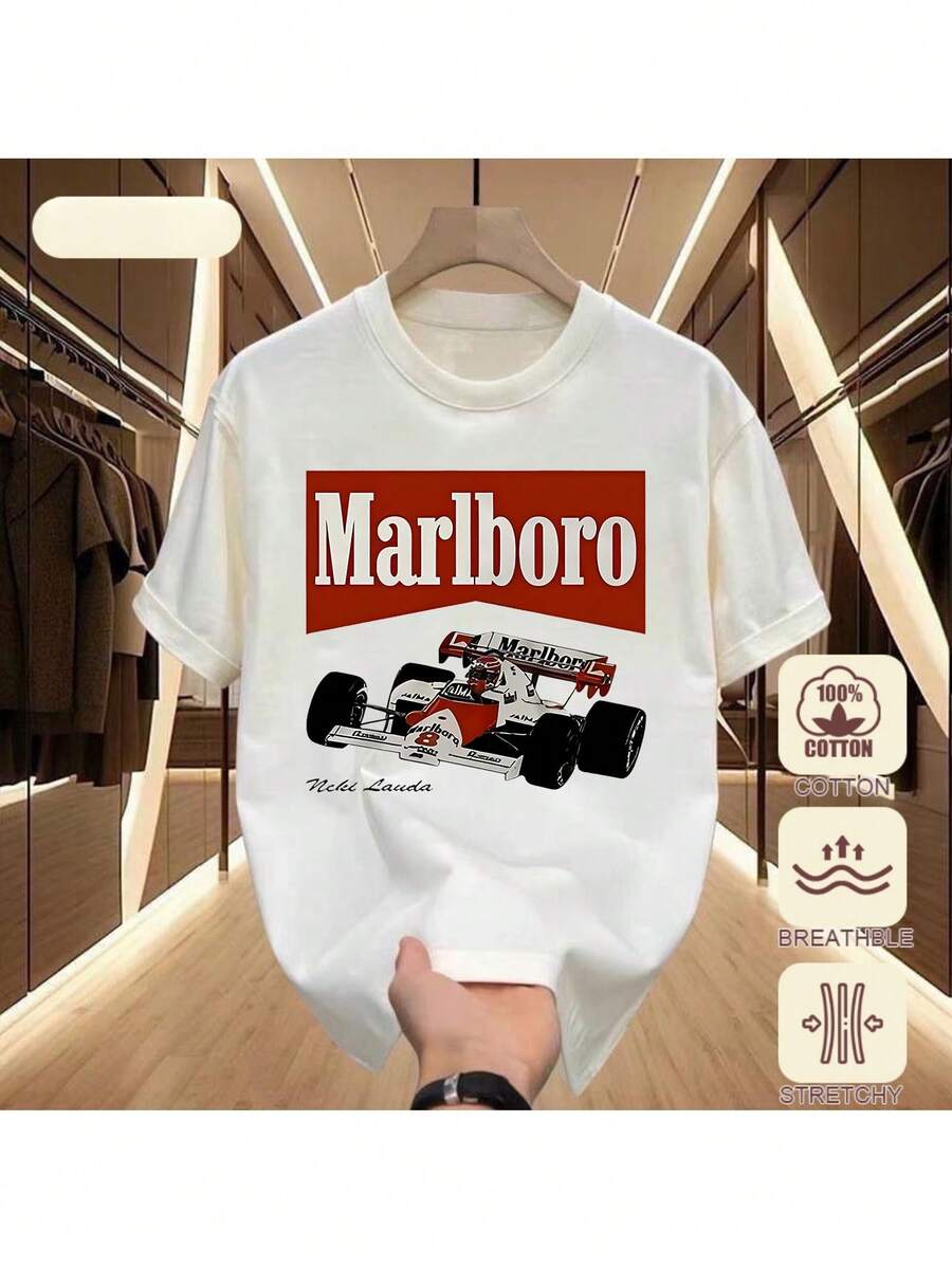 Vintage Märlboro Racing T-Shirt, Merch Graphic Tee, Unisex Tshirt - White a - View 1