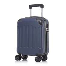 YONSLY Hard Shell Suitcase 16/20/24/28 Inches With 4 360° Wheels Sturdy Double Zipper Combination Lock Mesh Pocket Soft Rubber Handle Travel Suitcase - 深藍 - 查看 9