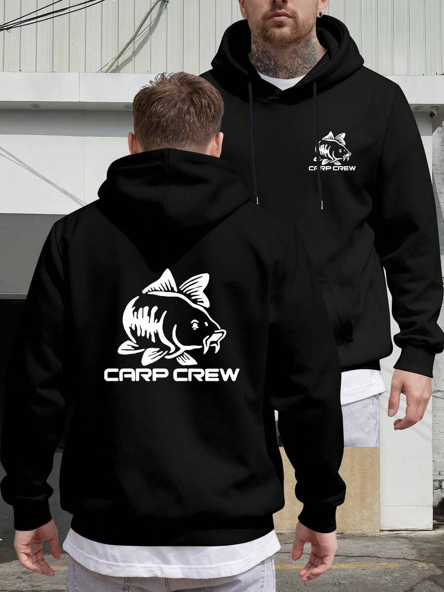 Double-Sided Print Men'S Autumn/Winter Lined Hooded Sweatshirt | Fashion Casual Long Sleeve Regular Fit Slight Stretch Fabric Essentials Hoodie Hoodie Women Sweatshirts Women Hoodies Men's Hoodie Sweatshirts Men Essentials Fear - màu đen - Xem 1