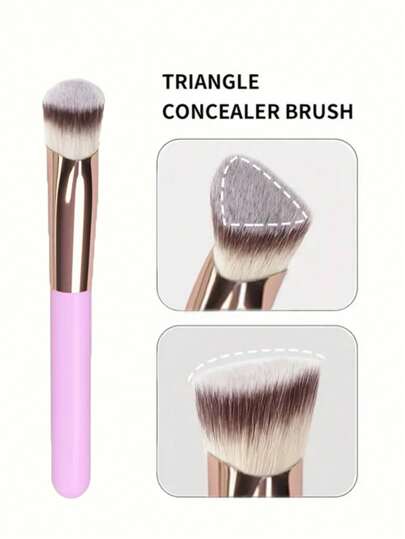 1pc Concealer Brush - Unique Triangle Brush Head Design, Soft & Fluffy For Skin Contact, Suitable For All Skin Types, Travel-Friendly & Space-Saving, Recommended For Beginners & Novices - Great Gift For Women