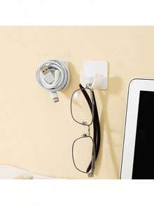 6pcs No-Drill Self-Adhesive Curtain Rod Holders, Suitable For Home & Bathroom Decor, Summer Bathroom Accessories - White - View 4