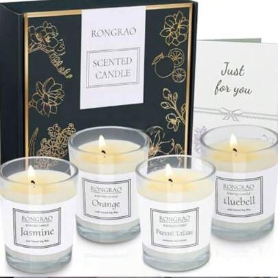 Scented Candle Gift Set, 4 Soy Wax Candles In Assorted Fragrances, Suitable For Women, Birthday, Bath & Yoga, Wedding, Christmas, Mother's Day, Valentine's Day