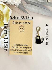 1 Set Cute Black Cat Keychain Set With Lucky Cat Inspirational Card - Lobster Clasp, Adorable Cat Series, Birthday Wedding Valentine's Day Party Gift, Decorative Accessory, Ideal For Girls, Women, Cat Lovers Lucky Gift - For Bags, Keys, Party Decor, Holiday Decor, Wedding Gifts, Animal Keychains, Gift Set, Lucky Gift For Family, Coworkers, Neighbors, Classmates Gifts For Mother, Father, Graduation, And Teacher - Multicolor - View 6