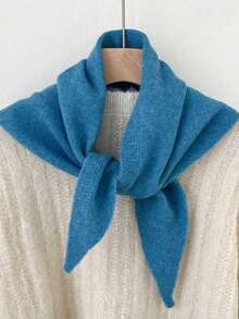 1pc Solid Color Knitted Triangular Scarf, Women Headscarf Shawl Wrap, Warm Autumn/Winter Accessory - Multicolor - View 15