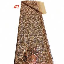 Vải ren lưới Pháp chất lượng cao năm 2026 của Nigeria, vải ren đính sequin châu Phi, thích hợp để may trang phục cô dâu, dự tiệc. - A - Xem 3
