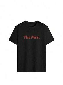 1 Piece Casual Fashion For Men And Women 2026 New Spring/Summer The SRA Women's Round Neck Printed T-Shirt - Bridal T-Shirt Wedding Gift For Her, Rec T-Shirt - 黑色 - 查看 3