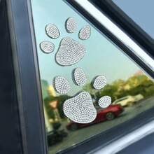 2入銀色水鑽爪印貼紙，適用於汽車內外裝飾，汽車動物爪印貼紙，車窗桿、車身酷炫設計爪印動物熊狗貓足跡貼紙，汽車創意外裝配件 - 2pcs貓爪印貼紙 - 查看 11
