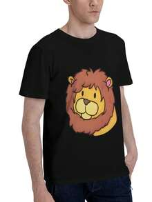 Men's Fashion Printed Loose Short sleeved T-shirt | Lion Head Pattern Design | Summer Essential | Easy to Match, Show Your Style - Negro - Ver 2