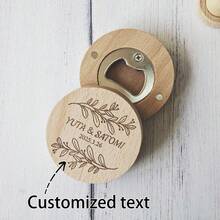 Bộ 10/20 chiếc dụng cụ mở nắp chai bằng gỗ sồi tùy chỉnh, dụng cụ mở nắp chai dán tủ lạnh từ tính cá nhân hóa, dụng cụ mở nắp chai cưới tùy chỉnh, quà tặng cho phù rể, quà lưu niệm tiệc tùng, quà tân gia. - Dụng cụ mở chai bằng gỗ sồi tròn - Xem 7