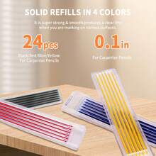 1/7Pcs Carpenter Pencil Set - Heavy Duty Mechanical Pencil Kit, Red & Black Mechanical Pencils With 2.8mm Multi-Color Leads + Deep Hole Long Nib Design, Built-In Sharpener & Marking Tool For Woodworking, Construction,Architect Marking & DIY Projects - Multicolor - View 8