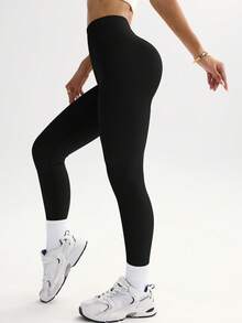 Seamless Base Sports Leggings - Black - View 4