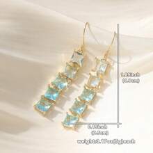 1 Pair Fashionable Minimalist Square Hoop Earrings, Inlaid With Synthetic Cubic Zirconia, Elegant Jewelry Accessory Suitable For Weddings And Banquets, A Perfect Gift For Her - Multicolor - View 7