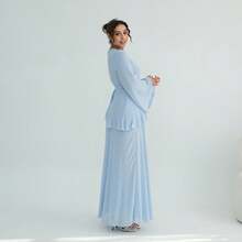 1Pcs Women's New Pure And Alluring High-End Round Neck Slim Fit Long Sleeve Dress - Xanh da trời - Xem 7