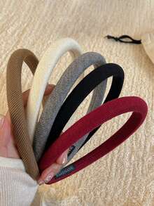 5pcs Women's Knitted Headbands, Colors Include Red, Black, White And Brown. High-End Minimalist Solid Color Headbands, Versatile For Daily Wear, Hairstyles, Makeup, Outfit Matching And Hair Accessories - Multicolor - View 1