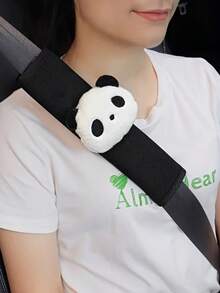 Cute Panda Head Car Seat Belt Shoulder Pad Set Interior Lady Protective Cover Against Scrag Four Seasons. - Panda - View 2