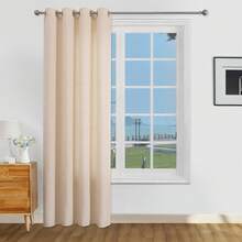 1pc/2pcs Light Filtering Curtains/Top Tie Solid Curtains/Light Balancing Filtering Sunlight Curtains, Multiple Sizes & Colors Available, Faux Linen Texture Suitable For Living Room, Bedroom, Kitchen, Home, Farmhouse, Rustic Decor, Beige Curtains - Beige - View 30