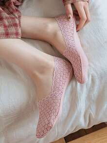 1/5/10 双女士夏季蕾丝隐形船型网眼薄拖鞋女式踝部硅胶隐形防滑袜 - 彩色 - 查看 8