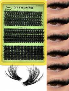 160 sợi mi giả D Curl, độ dày 10-18mm, dạng chùm mi hỗn hợp 80D+100D+200D, 3 kiểu dáng: mi giả dạng chùm, mi mắt mèo, mi nối dày, mi nối phân đoạn. Quà tặng dành cho phụ nữ và bé gái. - D - Xem 1