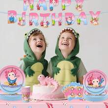 58Pcs Axolotl Birthday Party Supplies Include Happy Birthday Banner-Balloons-Cake Topper-Cupcake Toppers-Tableware For Axolotl Party Decorations - View 6