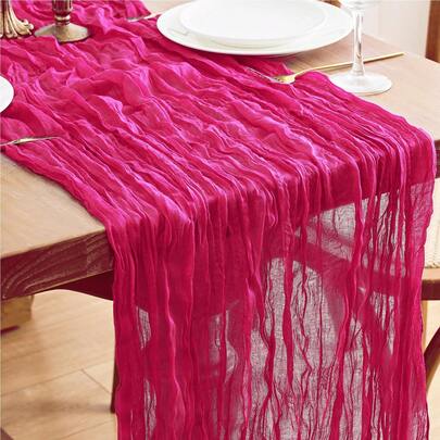 1 tấm khăn trải bàn màu hồng cánh sen, dài 9,84ft (3m), kiểu vải màn Bohemian, thích hợp trang trí tiệc cưới, Lễ Tạ ơn, tiệc cô dâu, kích thước 35 x 118 inch (90 x 300 cm)