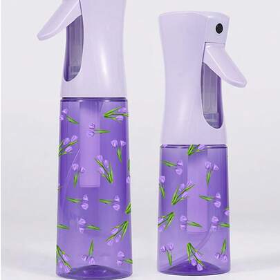 New Purple Tulip Pattern PET Refillable Travel Mist Spray Bottle, Professional High Pressure Atomization Spray Bottle, 200ml/300ml High Pressure Continuous Automatic Nebulizing Sprayer, Hair Styling Tool, Hair Care Products And Accessories, Hair Salon Travel Essential, Multi-Function Spray Bottle