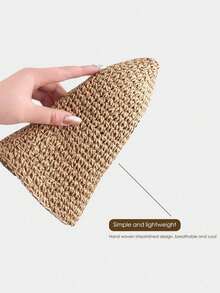 1顶女士卡其色波浪形沙滩遮阳帽，饰有仿珍珠和蝴蝶结，优雅沙滩旅行度假遮阳帽 - 蝴蝶 - 查看 7