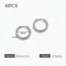 6pcs 304 Stainless Steel 18K Gold-Plated Multi-Size Round Ear Cuff Earrings DIY Charm Jewelry Earring Making Accessories Women's Stainless Steel Jewellery Earring Components - Earrings - View 33