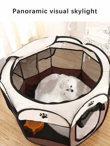 1件装八角形宠物围栏，宠物帐篷，猫笼，猫产房，狗床，猫床，小型宠物狗笼。便携式可折叠宠物帐篷犬舍八角形围栏幼犬庇护所，易于使用，户外操作简便，大型狗笼，猫围栏。便携式宠物游戏围栏，幼犬游戏围栏，宠物狗猫游戏围栏笼子，柔软面料，可折叠，室内外通用，适用于兔子、仓鼠、豚鼠，灰色。 - 灰色 - 查看 8