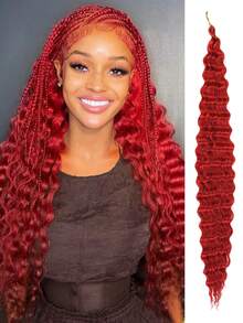 Pelucas trenzadas de ganchillo con ondas profundas de 18/22/26/30 pulgadas, extensiones de cabello de ganchillo con rizo profundo sintético - Multicolor - Ver 55