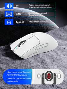 1 Ratón inalámbrico Bluetooth para juegos eSports PAW3395 con base de carga RGB, de peso ligero - Ver 9