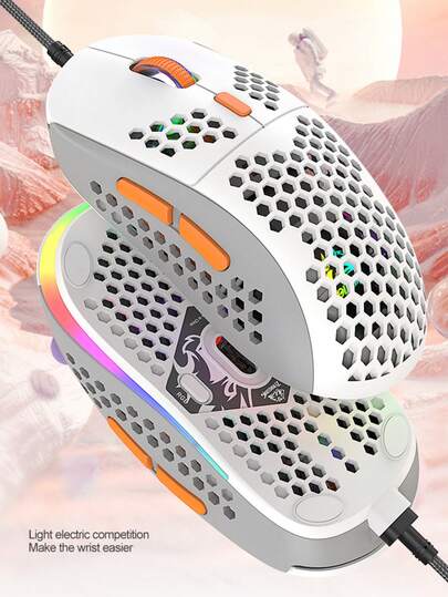 M8 可自定义 RGB 游戏鼠标，有线宏定义轻量级鼠标，适用于 PC 和笔记本电脑
