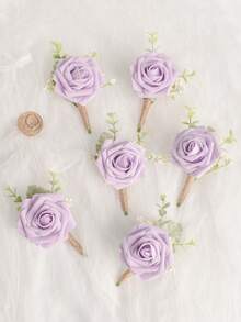 6件套男士玫瑰桉树胸花，适合新郎及伴郎，适用于婚礼、周年纪念、返校节、秋季乡村婚礼 - 玫瑰 - 查看 25