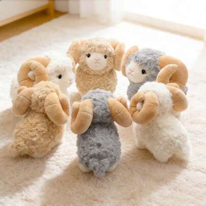 15 cm/22 cm stort hornfår vildget plyschleksak, mjukt och fluffigt gosedjur, perfekt för rumsdekor, Eid al-Adha, barnfödelsedagar, bröllopssäsong, mors dag, examenssäsong