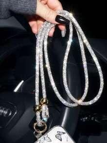 Luxury Flash Rhinestone 1pc Luxury Rhinestone Phone Lanyard Long Style Crossbody For Women High-End Full Rhinestone Hanging Chain New Wrist Exquisite Advanced Sense Bag Chain Versatile Internet Celebrity Hanging Ornament Camera Anti-Lost Rope Party Gift Anniversary - Multicolor - View 7