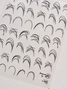 5D立体美甲贴纸 日式复古美甲贴纸 简约白色法式纹理美甲3D装饰贴纸 DIY自粘美甲贴花 - 黑色 - 查看 4