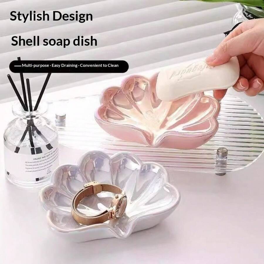 1个豪华家用PP材质皂碟，高端创意自动沥水皂盒，适用于浴室和厨房 - 彩色 - 查看 1