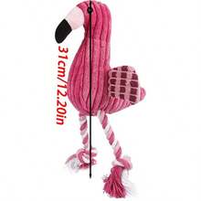 毛绒发声火烈鸟宠物玩具，狗狗咀嚼玩具和互动益智玩具 - 紅色 - 查看 2