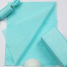 蓝色亮片薄纸，卡其色金色闪光礼品包装纸 - 多色 - 查看 4