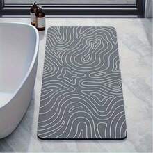 1pc Geometric Pattern Bath Mat, Dust-Proof Rectangular Bathroom Mat, Suitable For Bathtub, Shower Area And Entryway - (1) - View 10