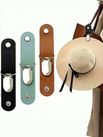 قطعة واحدة مشبك قبعة متعدد الوظائف محمول، إكسسوار سفر وتخييم من جلد البولي يوريثان، حافظ قبعة آمن للحقائب والحقائب السفرية