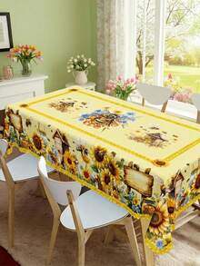 1 pieza - Mantel de estilo vintage con estampado de abeja y flores con ribete de encaje, estampado de acuarela de abeja, girasol, narciso, flores silvestres, mantel de poliéster impermeable, lavable para decoración de restaurante, primavera en el hogar y fiesta del Día de la Madre - Multicolor - Ver 29