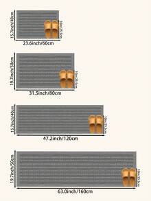 1 pieza Alfombra decorativa de cocina gris, estampado de rayas blancas minimalista, con respaldo antideslizante, apta para bañera, ducha, cocina, baño, dormitorio, sala de estar, felpudo, alfombra, para todas las estaciones - Gris - Ver 3