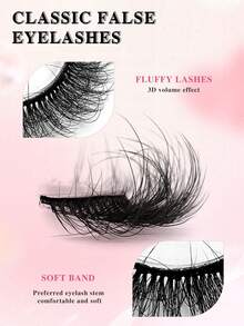 ENCHUW 5 Pairs Of Natural False Eyelashes Natural Look Soft And Fluffy Eyelashes 3D Curling DIY At Home Suitable For Daily Outings, Dates, And Party Use - Black - View 3