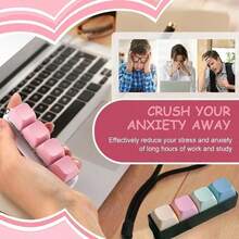 Stress Relief Gift 4-In-1, Keyboard Fidget Clicker With Keychain, Portable Decompression Button Toy For Office Travel, Anxiety Relief Gadget For Adults - Black+Pink - View 10