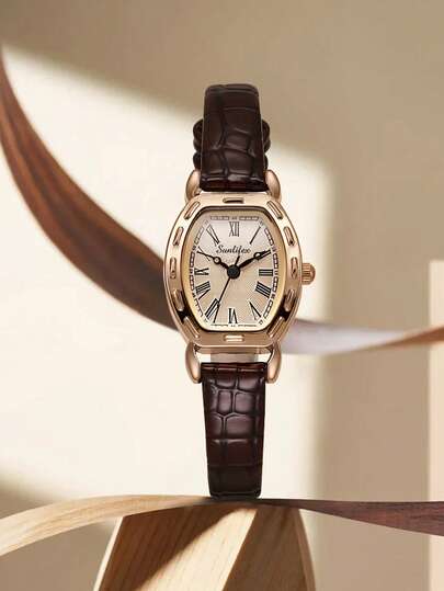 1pc Luxury Retro Women's Quartz Watch, Classic Roman Numerals, High-Quality Alloy Material, Retro Fashion Style, Elegant Minimalism, Perfectly Matches Modern Casual Wear And Traditional Middle Eastern Abaya, Suitable For Daily Outings, Work Commute, Parties, Weddings, Ramadan Gatherings, Eid Al-Fitr Celebrations And Other Occasions