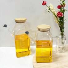 1个方形玻璃油瓶，大容量酱油醋调味瓶，防漏密封油瓶，家用 - 無色 - 查看 2