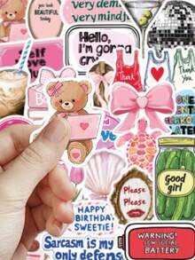 50张励志女孩贴纸 防水PVC贴纸 适用于水瓶、剪贴簿、滑板、行李箱、笔记本电脑、主题派对用品、DIY贴纸 - 彩色 - 查看 6